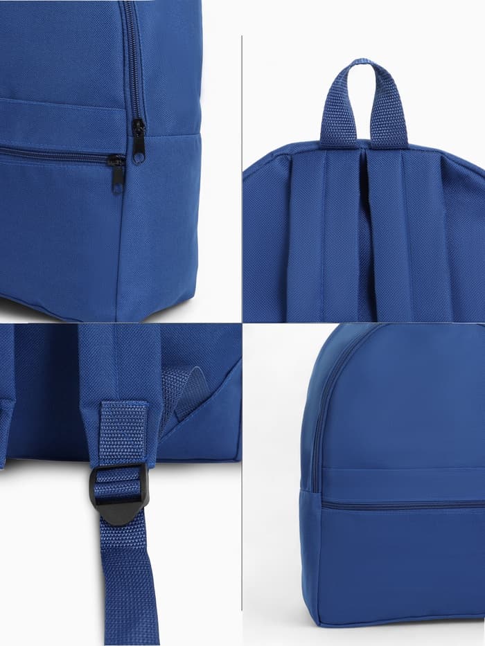 Рюкзак школьный на молнии, с карманом, размер 27×11×37 см, синий