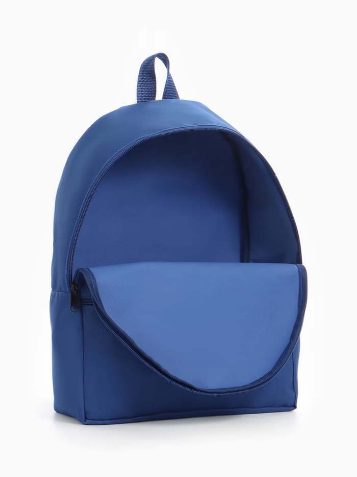 Рюкзак школьный на молнии, с карманом, размер 27×11×37 см, синий