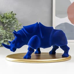Фигура полистоун «Синий носорог на подставке», флок, 12.8×22.5×13.5 см