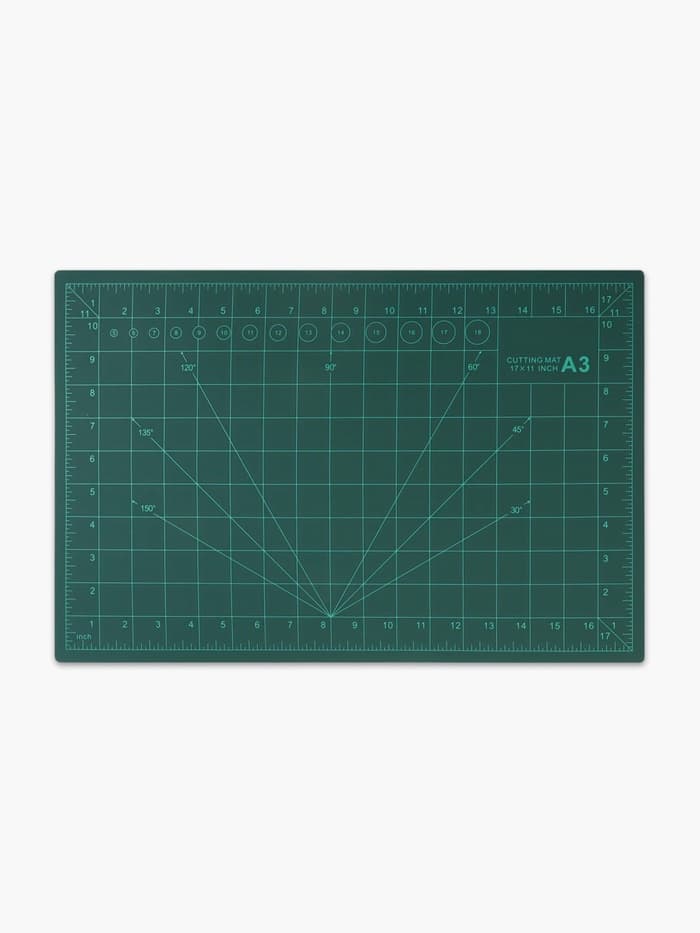 Мат для резки, трёхслойный, двусторонний, 45×30 см, А3, зелёный