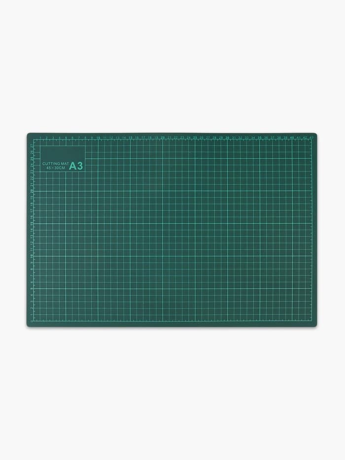 Мат для резки, трёхслойный, двусторонний, 45×30 см, А3, зелёный