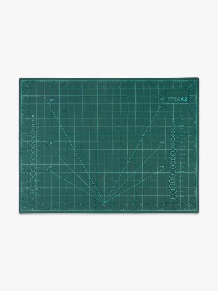 Мат для резки, трёхслойный, двусторонний, 60×45 см, А2, зелёный
