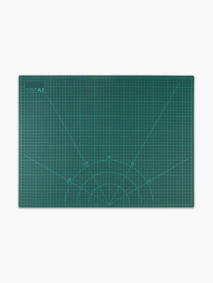 Мат для резки, трёхслойный, двусторонний, 60×45 см, А2, зелёный