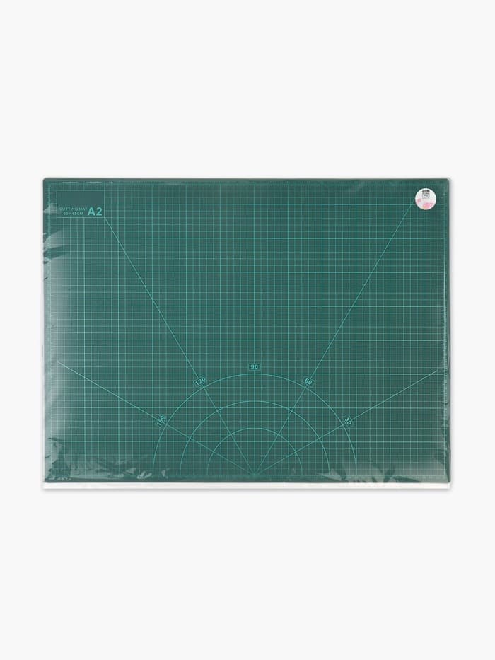 Мат для резки, трёхслойный, двусторонний, 60×45 см, А2, зелёный