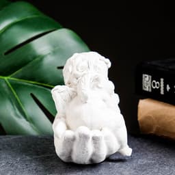 Фигурка гипс «Ангелочек на ладони спит» состаренный, 16×10×8 см