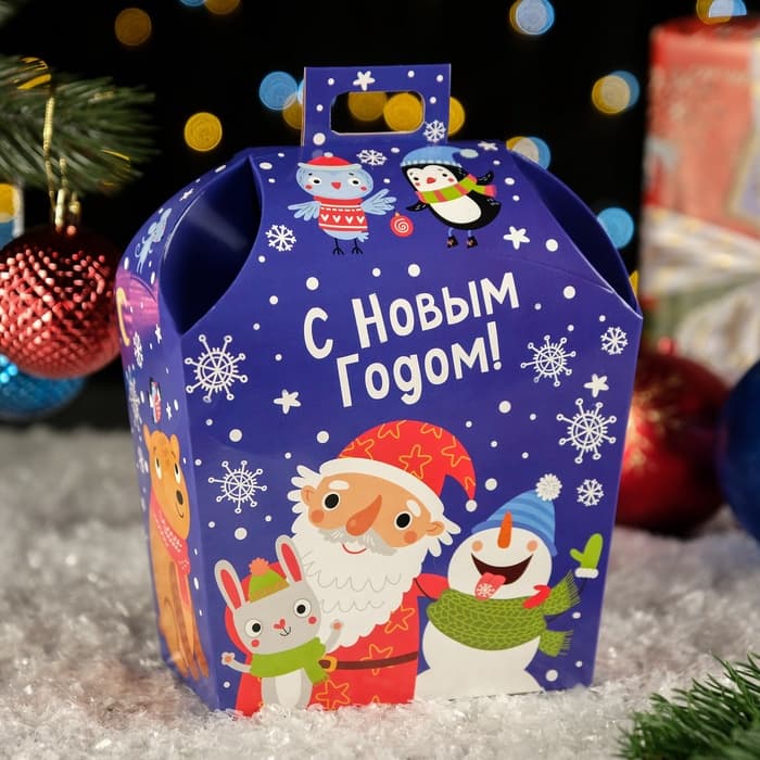 Коробка подарочная новогодняя складная «Первый Снег» 16×9×18 см