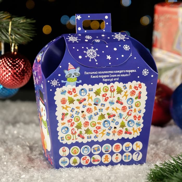 Коробка подарочная новогодняя складная «Первый Снег» 16×9×18 см