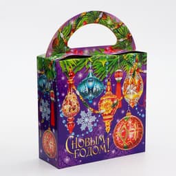Коробка новогодняя подарочная складная «Новогодние игрушки» 17×7×17 см