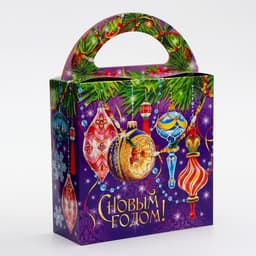 Коробка новогодняя подарочная складная «Новогодние игрушки» 17×7×17 см