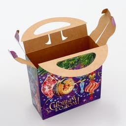 Коробка новогодняя подарочная складная «Новогодние игрушки» 17×7×17 см