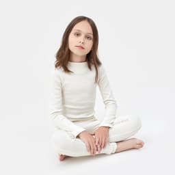 Термобельё для девочки (лонгслив, легинсы), белое, рост 104-110