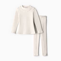 Термобельё для девочки (лонгслив, легинсы), белое, рост 104-110