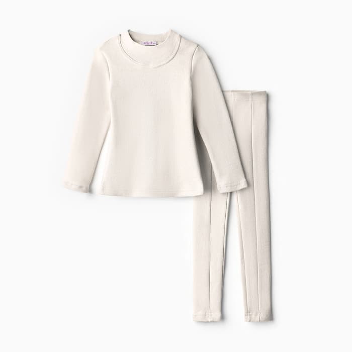 Термобельё для девочки (лонгслив, легинсы), белое, рост 110-116