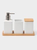 Набор аксессуаров для ванной комнаты SAVANNA Square, 4 предмета, дозатор для мыла, 2 стакана, подставка, белый