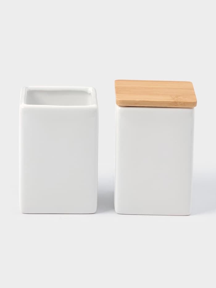 Набор аксессуаров для ванной комнаты SAVANNA Square, 4 предмета, дозатор для мыла, 2 стакана, подставка, белый