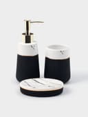 Аксессуары для ванной SAVANNA Grace, 3 предмета, дозатор для мыла 290 мл, стакан, мыльница, чёрные