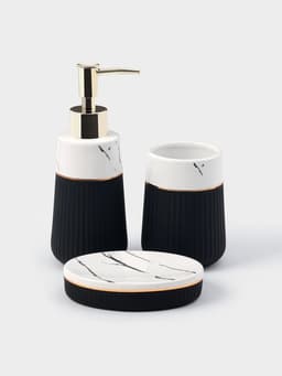 Аксессуары для ванной SAVANNA Grace, 3 предмета, дозатор для мыла 290 мл, стакан, мыльница, чёрные