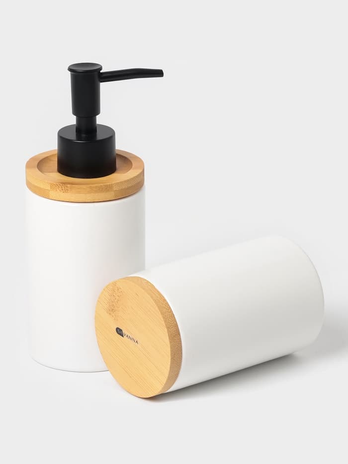 Аксессуары для ванной SAVANNA «Джуно», 3 предмета, мыльница, дозатор для мыла 280 мл, стакан, белые