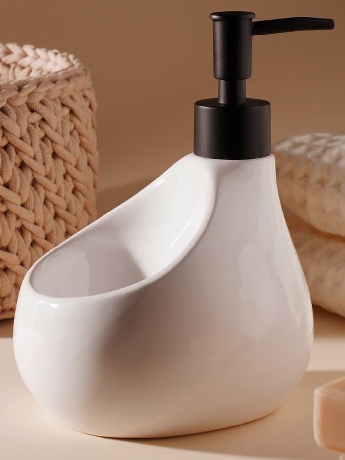 Дозатор для мыла SL Home Drop, с подставкой для губки, 450 мл, белый