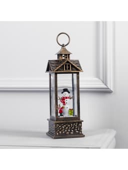 Светодиодная фигура «Фонарь со снеговиком» 10.3×31×10.3 см, пластик, от батареек ААх3, USB, свечение тёплое белое