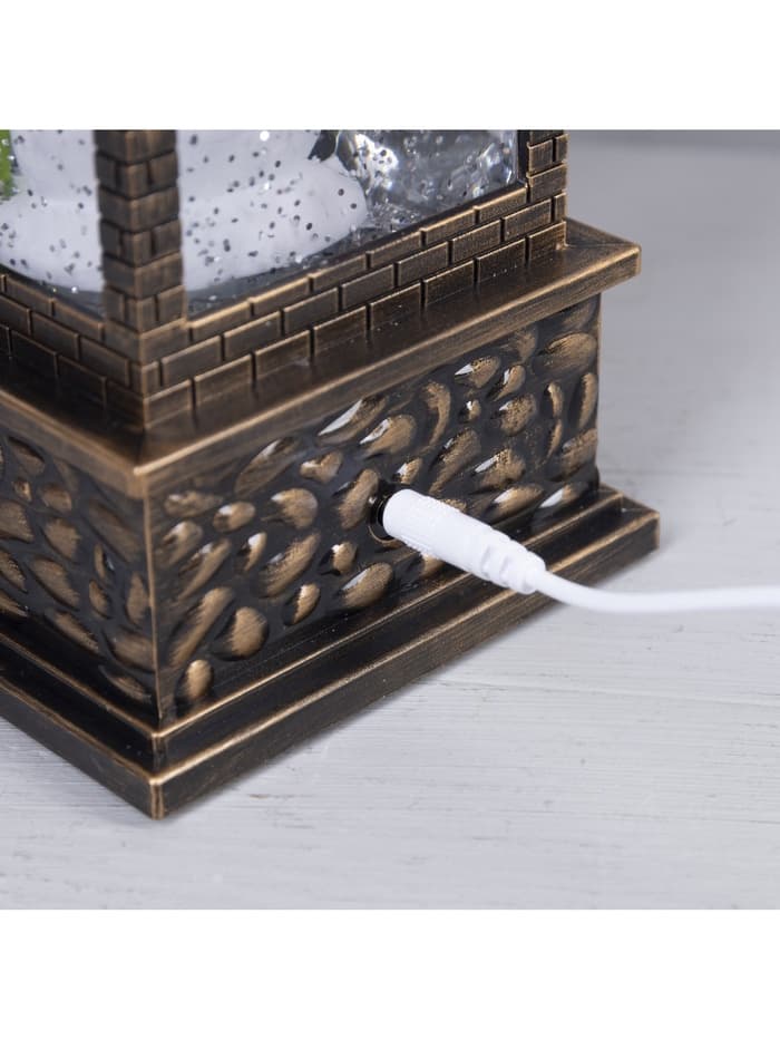 Светодиодная фигура «Фонарь со снеговиком» 10.3×31×10.3 см, пластик, от батареек ААх3, USB, свечение тёплое белое