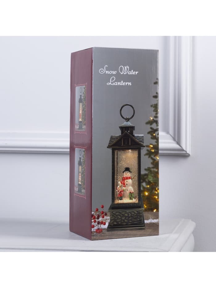 Светодиодная фигура «Фонарь со снеговиком» 10.3×31×10.3 см, пластик, от батареек ААх3, USB, свечение тёплое белое