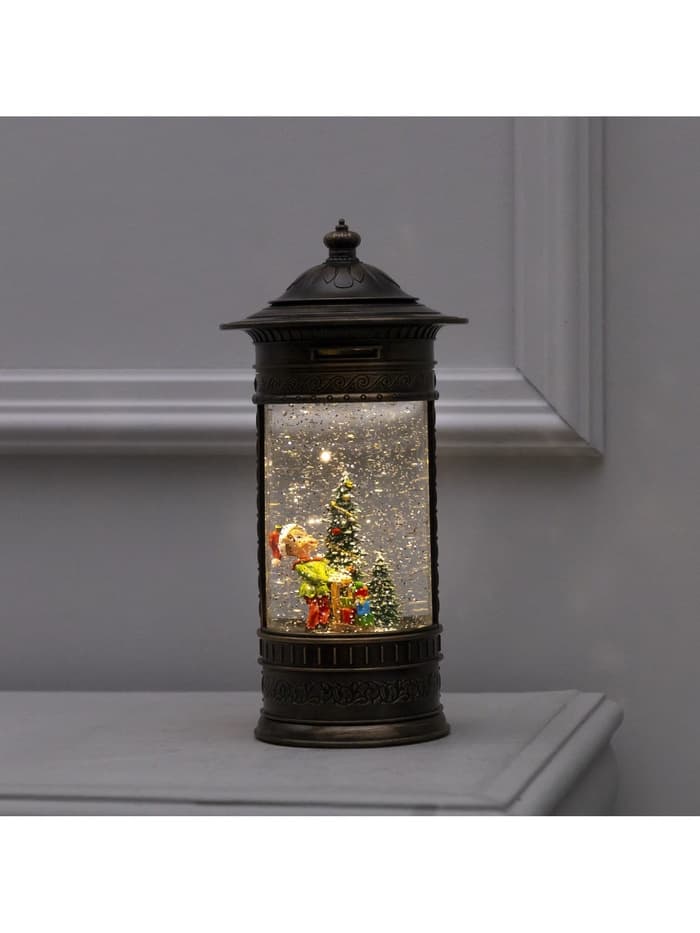 Светодиодная фигура «Фонарь с эльфом» 14×27×14 см, пластик, от батареек ААх3, USB, свечение тёплое белое