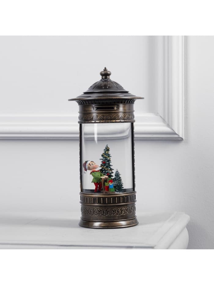 Светодиодная фигура «Фонарь с эльфом» 14×27×14 см, пластик, от батареек ААх3, USB, свечение тёплое белое