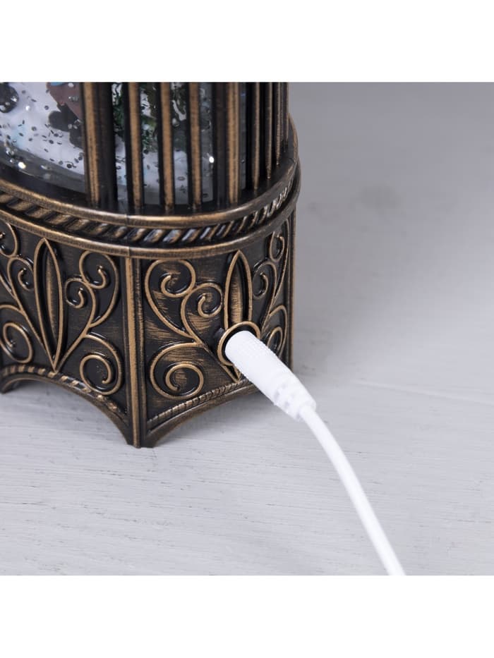 Светодиодная фигура «Фонарь с Дедом Морозом и оленями» 13×25.5×8 см, пластик, от батареек ААх3, USB, свечение тёплое белое