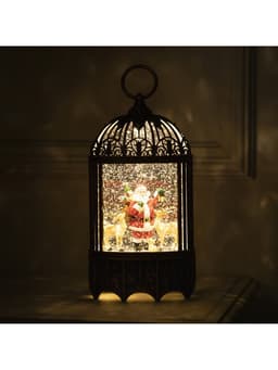 Светодиодная фигура «Фонарь с Дедом Морозом и оленями» 13×25.5×8 см, пластик, от батареек ААх3, USB, свечение тёплое белое