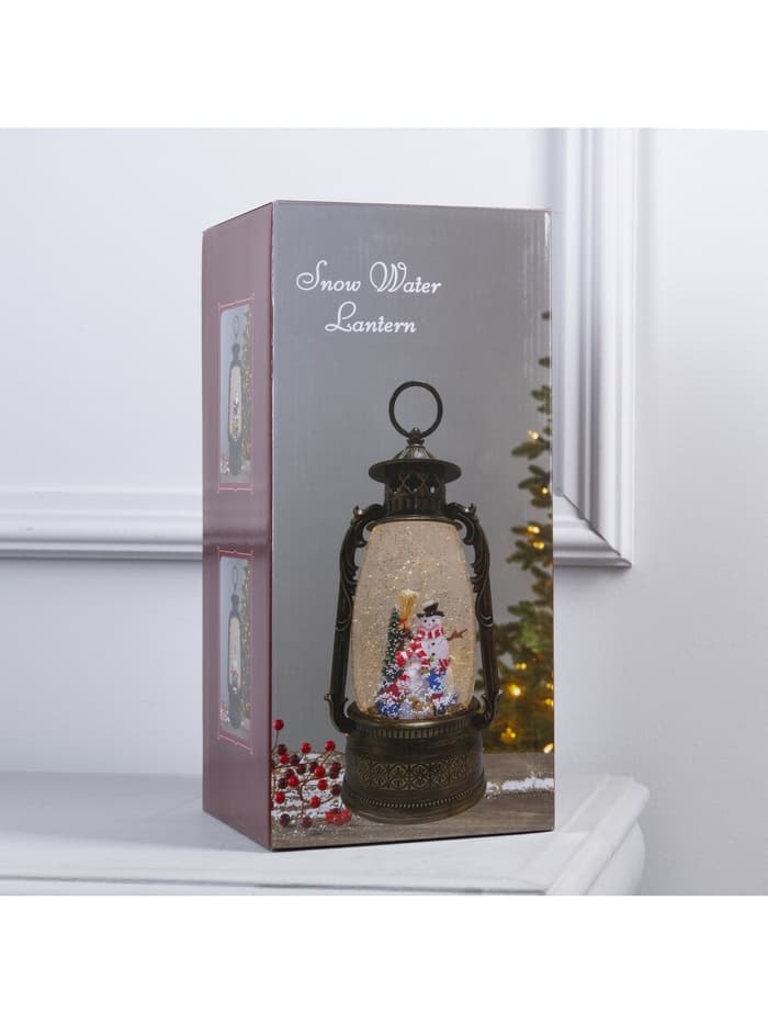 Светодиодная фигура «Фонарь с детьми и снеговиком» 15×30×12.5 см, пластик, от батареек ААх3, USB, свечение тёплое белое