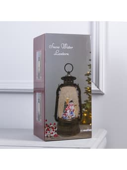 Светодиодная фигура «Фонарь с детьми и снеговиком» 15×30×12.5 см, пластик, от батареек ААх3, USB, свечение тёплое белое