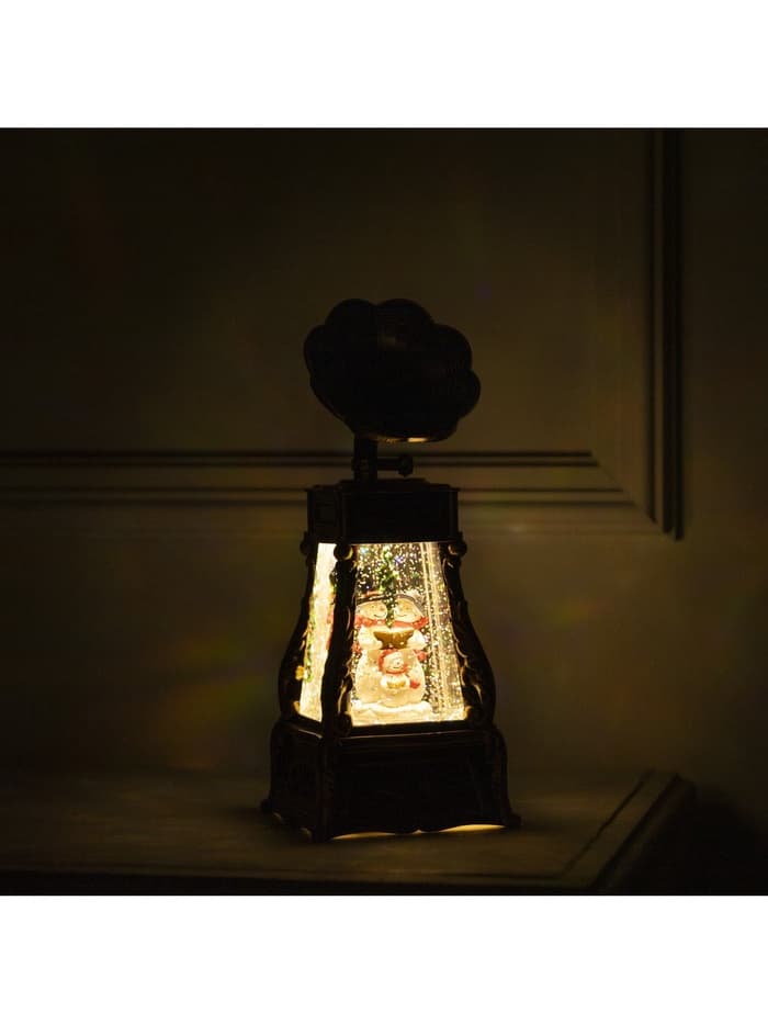 Светодиодная фигура «Граммофон со снеговиками» 11×28×11 см, пластик, от батареек ААх3, USB, свечение тёплое белое