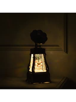 Светодиодная фигура «Граммофон со снеговиками» 11×28×11 см, пластик, от батареек ААх3, USB, свечение тёплое белое