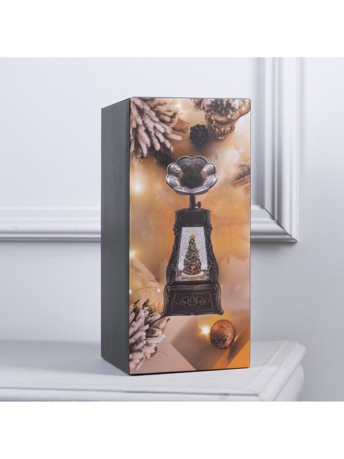 Светодиодная фигура «Граммофон со снеговиками» 11×28×11 см, пластик, от батареек ААх3, USB, свечение тёплое белое