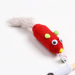 Дразнилка - удочка «Мышь из фетра с норковым хвостиком», на деревянной палочке, цвет МИКС