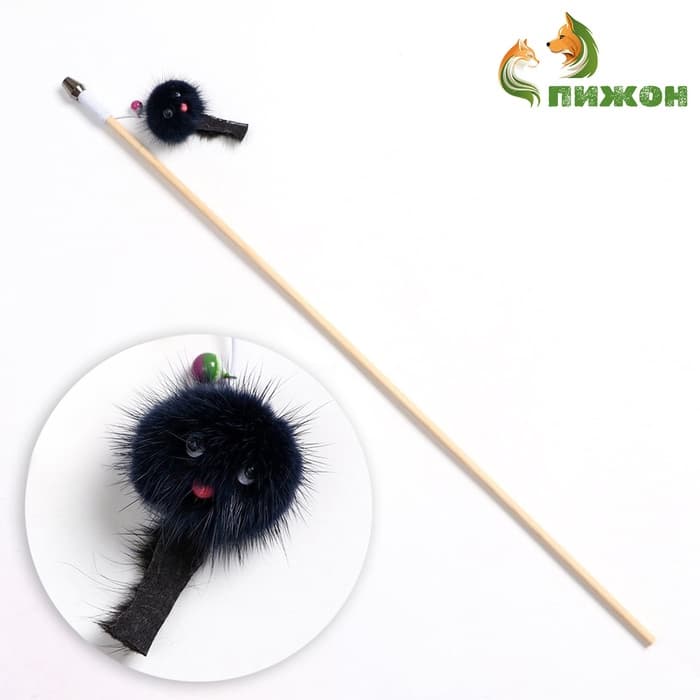 Дразнилка - удочка «Норковый зверек», на деревянной палочке, цвет МИКС