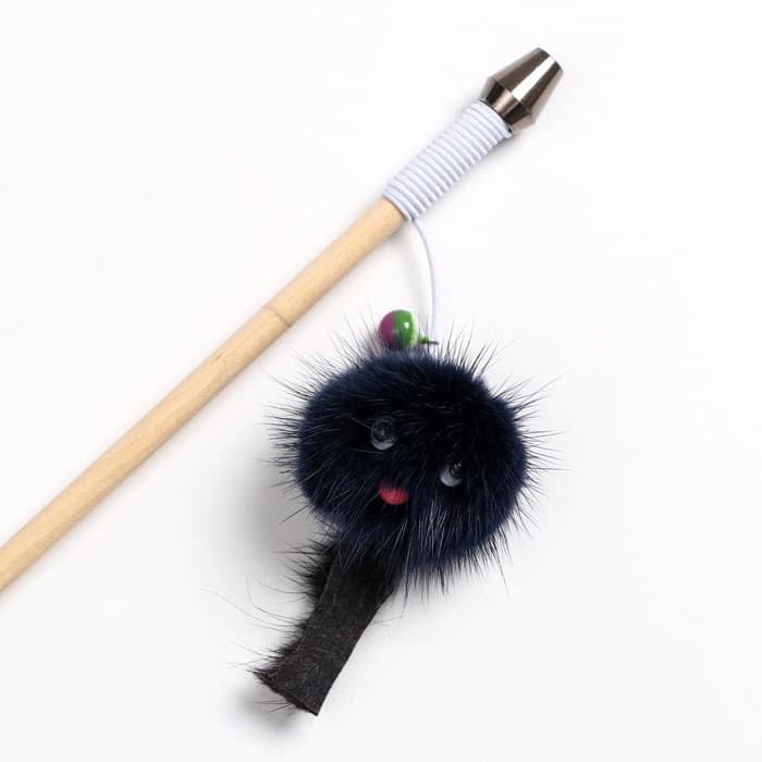 Дразнилка - удочка «Норковый зверек», на деревянной палочке, цвет МИКС