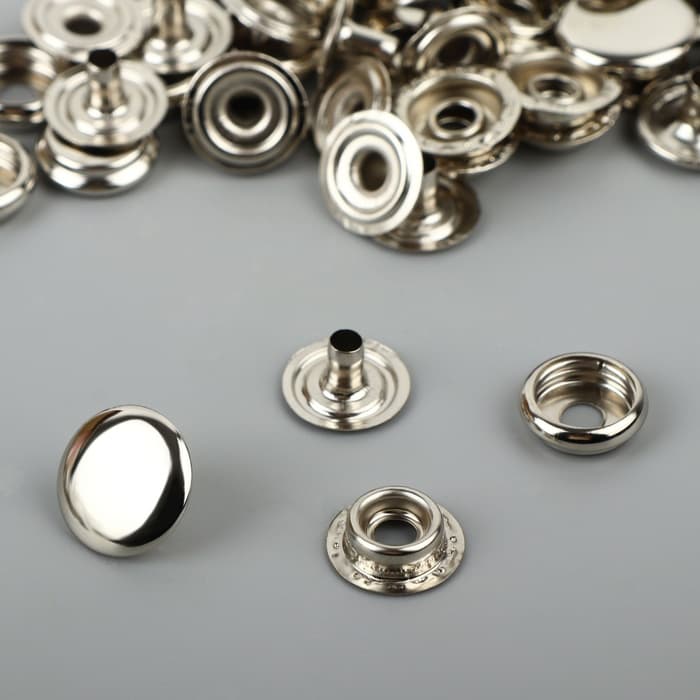 Кнопка установочная, Омега (О-образная), железная, d=15 мм, цвет серебряный