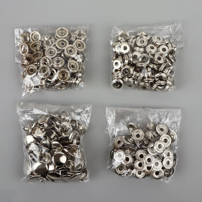 Кнопка установочная, Омега (О-образная), железная, d=15 мм, цвет серебряный