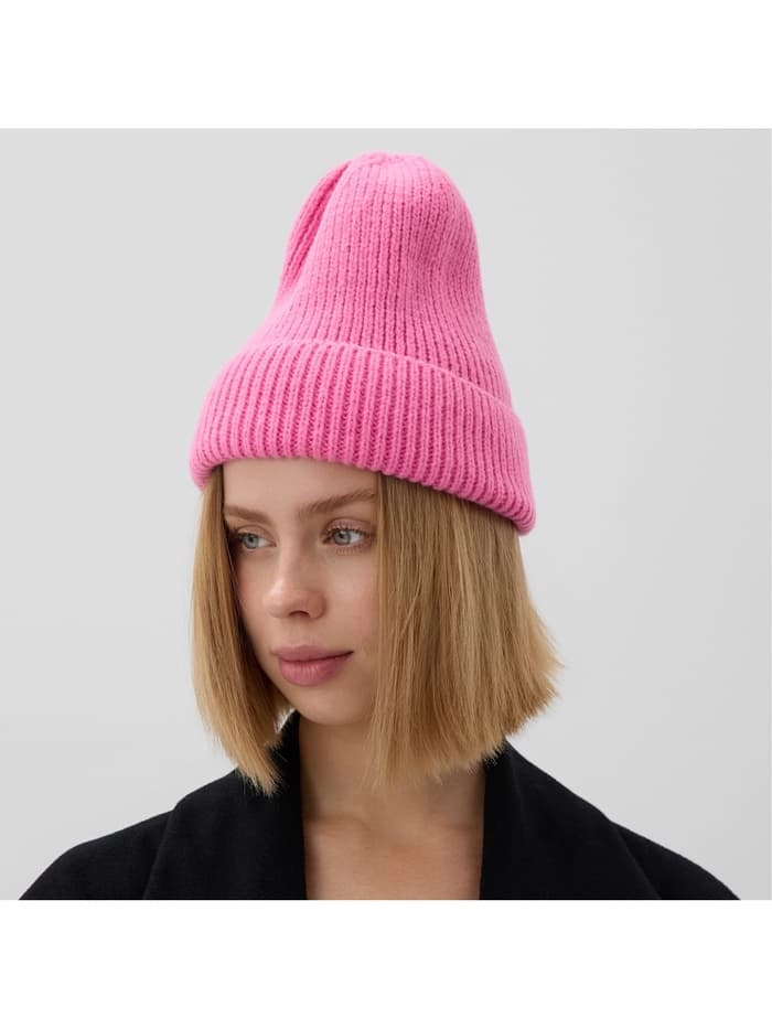 Шапка с отворотом женская MINAKU, размер 54-56, розовая