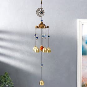 Музыка ветра «Месяц и солнце. Гармония и баланс», металл, от сглаза 6 колокольчиков, 45×8×8 см