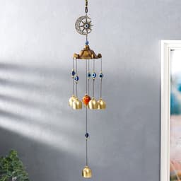 Музыка ветра «Месяц и солнце. Гармония и баланс», металл, от сглаза 6 колокольчиков, 45×8×8 см