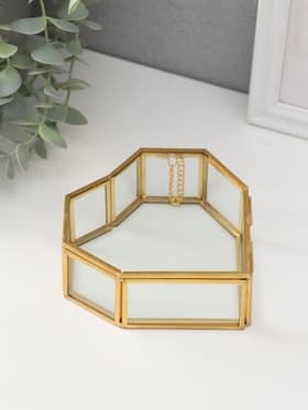 Шкатулка для украшений (колец, колье, серёг) «Сердце», стекло, 12×12×4 см