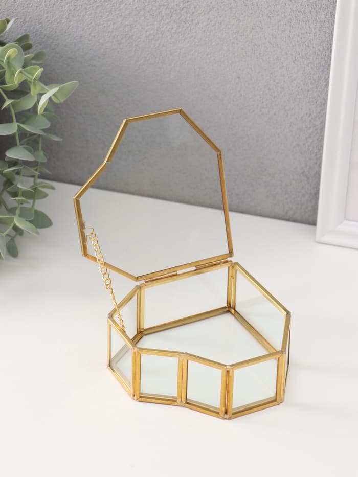 Шкатулка для украшений (колец, колье, серёг) «Сердце», стекло, 12×12×4 см