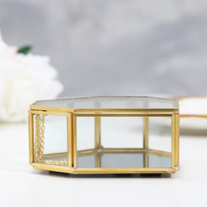 Шкатулка для украшений (колец, колье, серёг) «Сердце», стекло, 12×12×4 см