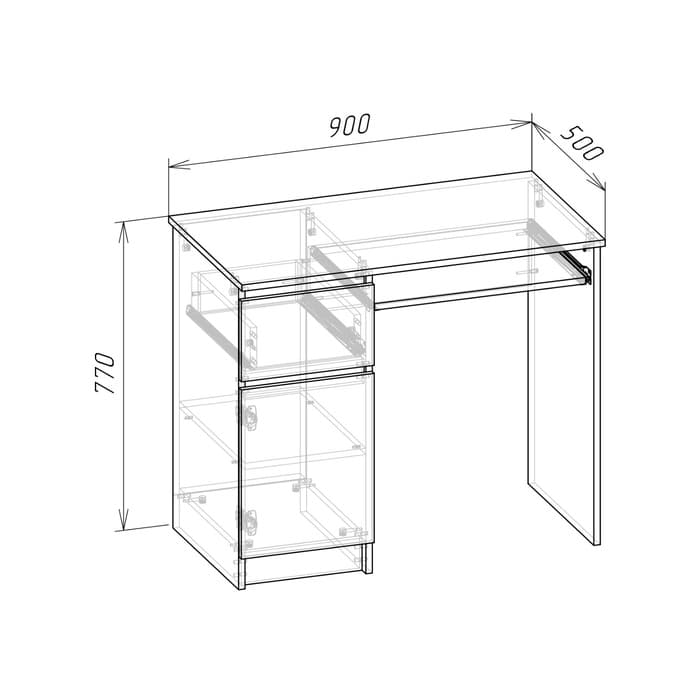 Стол письменный «Мадера», левый угол, 900×500×770 мм, цвет графит