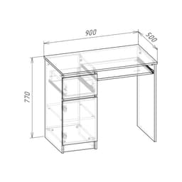 Стол письменный «Мадера», левый угол, 900×500×770 мм, цвет графит