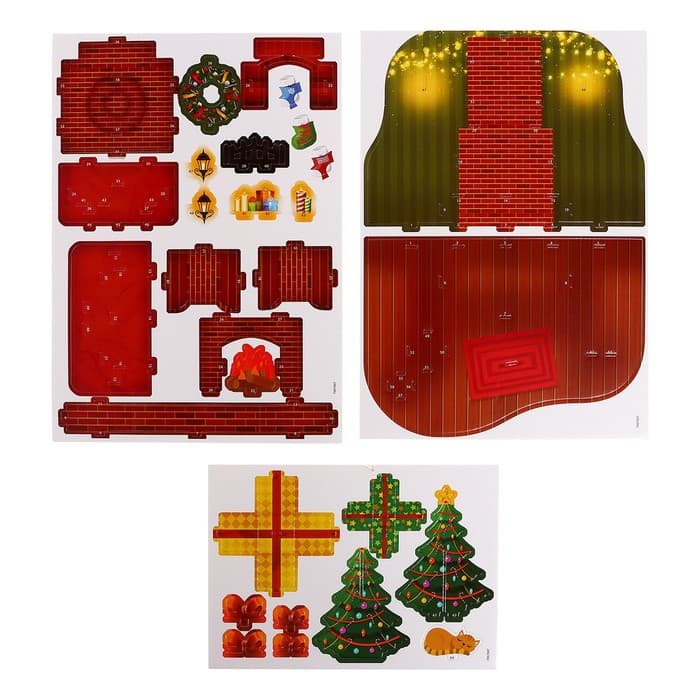3D Конструктор UNICON «Новогодний камин», 29 деталей и гирлянда