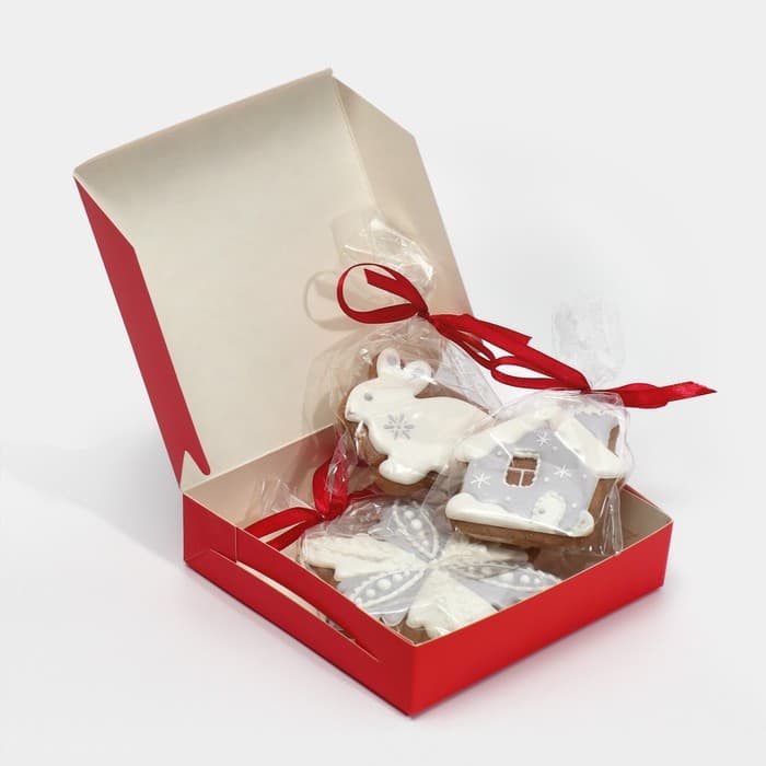 Коробка складная «С Новым годом!», 14×14×3.5 см